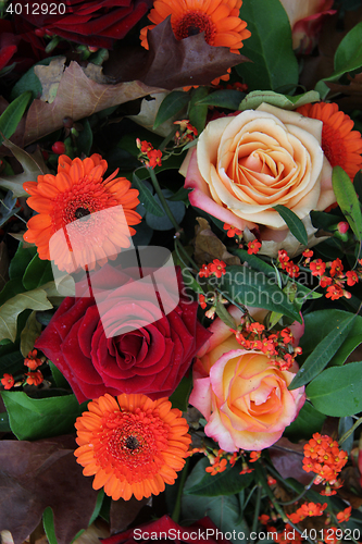 Image of Flower arrangement in autumn colors