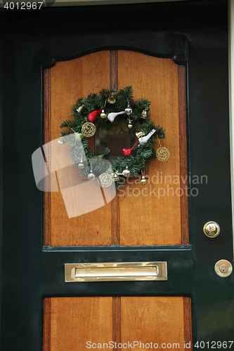 Image of Christmas wreath on a door