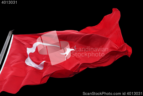 Image of Turkish flag waving in wind