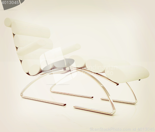 Image of Comfortable white Sun Bed. 3D illustration. Vintage style.