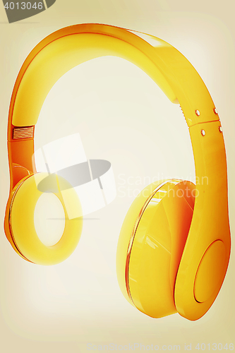 Image of headphones. 3D illustration. Vintage style.