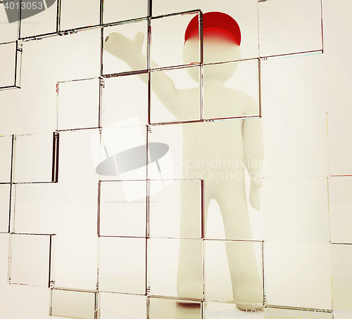 Image of 3d man making choice. 3D illustration. Vintage style.