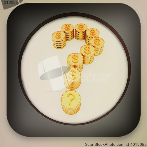 Image of Glossy icon with Question mark in the form of gold coins with do