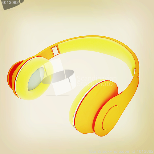 Image of headphones. 3D illustration. Vintage style.