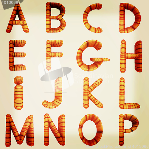 Image of Wooden Alphabet set . 3D illustration. Vintage style.