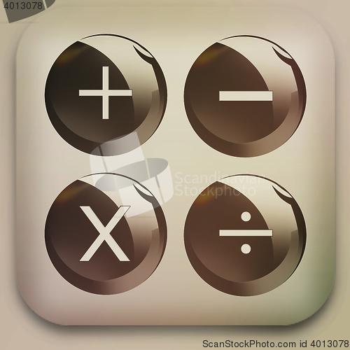 Image of Calculator icon . 3D illustration. Vintage style.