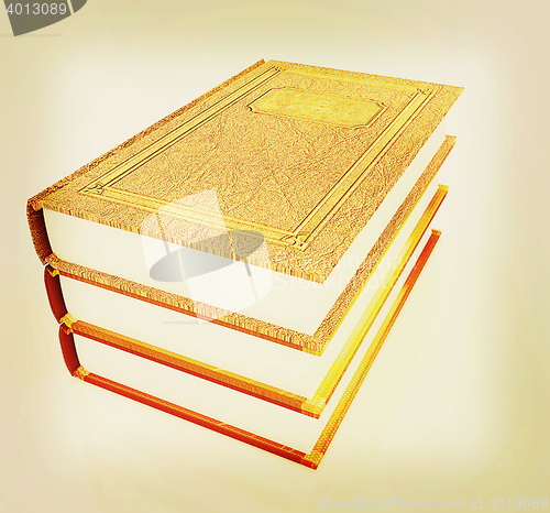 Image of The stack of books . 3D illustration. Vintage style.