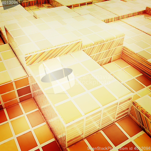 Image of Abstract urban background. 3D illustration. Vintage style.