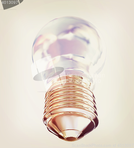 Image of Energy saving light bulb. 3D illustration. Vintage style.