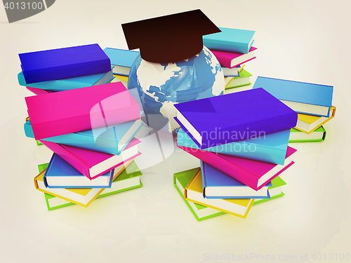 Image of Global Education. 3D illustration. Vintage style.