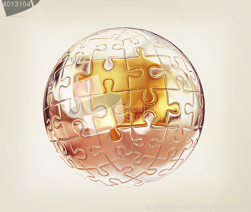 Image of Puzzle abstract sphere . 3D illustration. Vintage style.