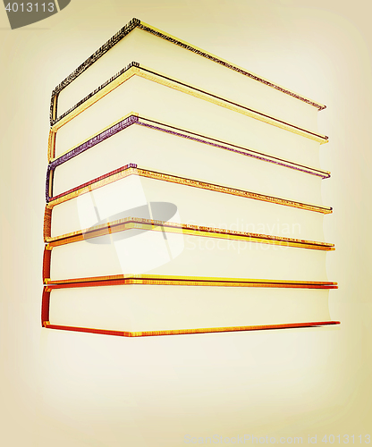 Image of The stack of books. 3D illustration. Vintage style.