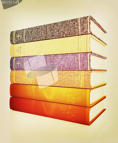 Image of The stack of books. 3D illustration. Vintage style.