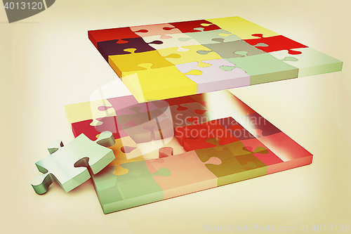 Image of Many-colored puzzle pattern. 3D illustration. Vintage style.