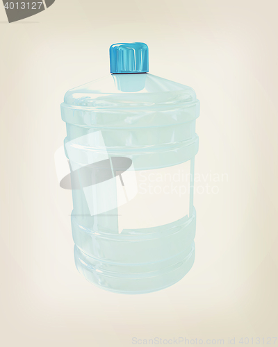 Image of Bottle with clean blue water . 3D illustration. Vintage style.