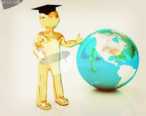 Image of The world is opened for you. Education . 3D illustration. Vintag