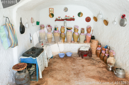 Image of Kitchen of troglodyte home in Matmata