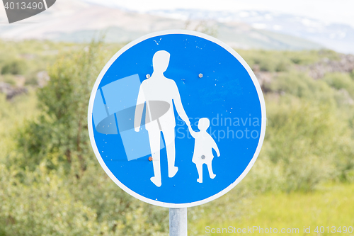 Image of Road sign in Iceland - Pedestrian path