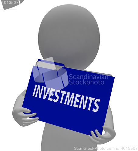 Image of Investments Folder Represents Portfolio File 3d Rendering