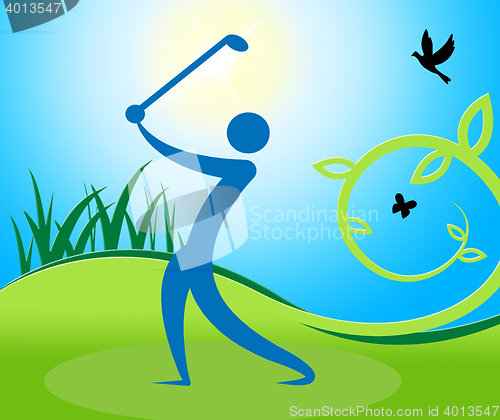 Image of Golf Swing Man Indicates Fairway Golfer And Playing