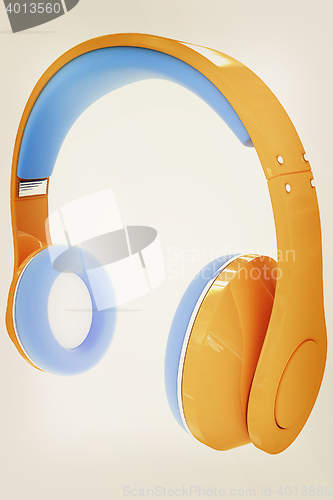 Image of headphones. 3D illustration. Vintage style.