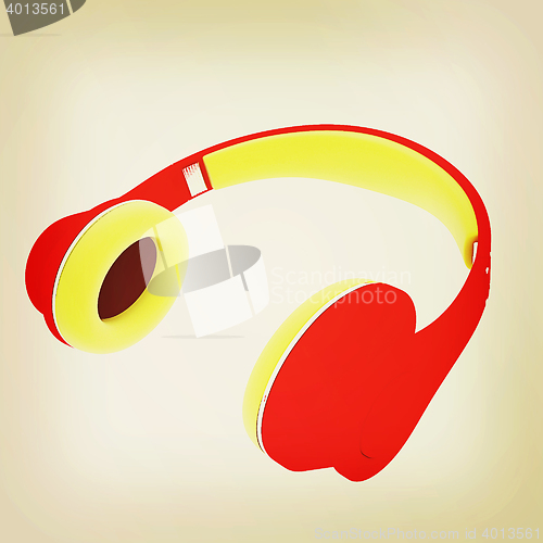 Image of headphones. 3D illustration. Vintage style.