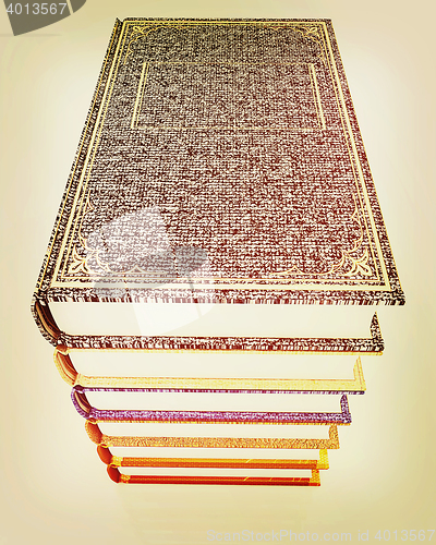 Image of The stack of books. 3D illustration. Vintage style.