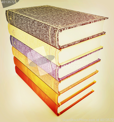 Image of The stack of books. 3D illustration. Vintage style.