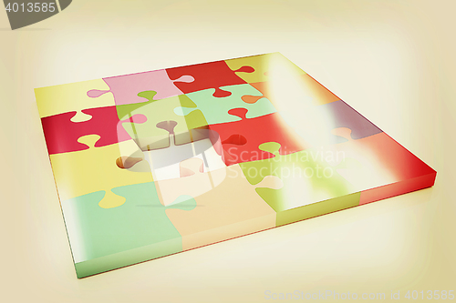 Image of Many-colored puzzle pattern. 3D illustration. Vintage style.