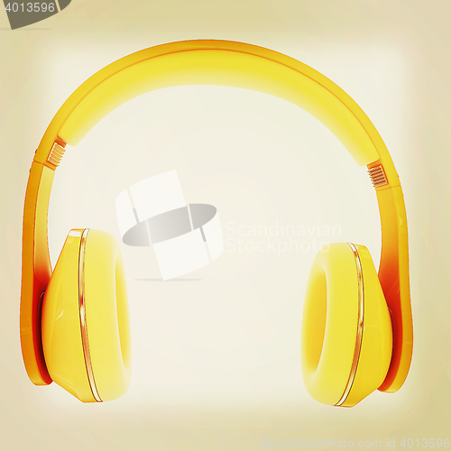 Image of headphones. 3D illustration. Vintage style.