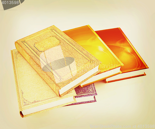 Image of The stack of books. 3D illustration. Vintage style.