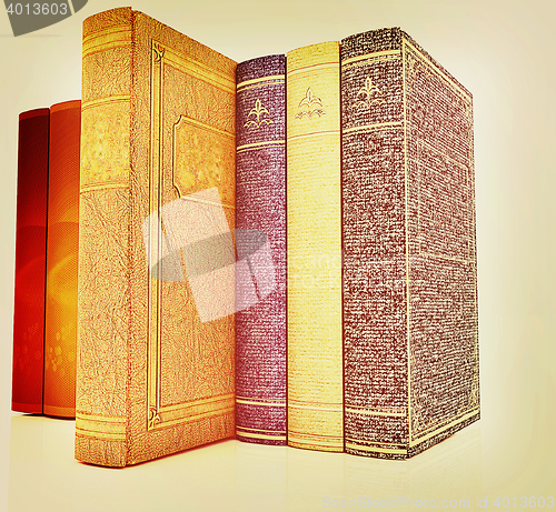 Image of The stack of books. 3D illustration. Vintage style.