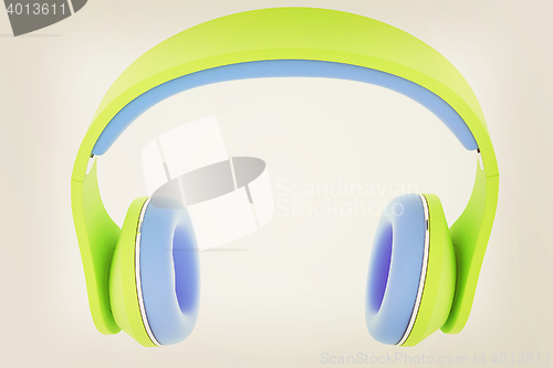 Image of headphones. 3D illustration. Vintage style.