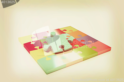 Image of Many-colored puzzle pattern. 3D illustration. Vintage style.