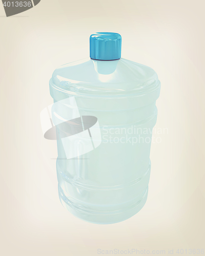 Image of Bottle with clean blue water . 3D illustration. Vintage style.