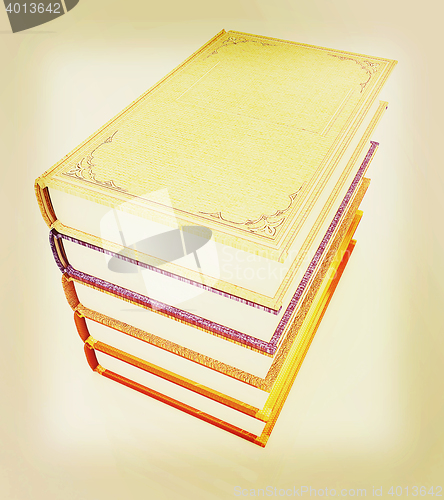 Image of The stack of books . 3D illustration. Vintage style.