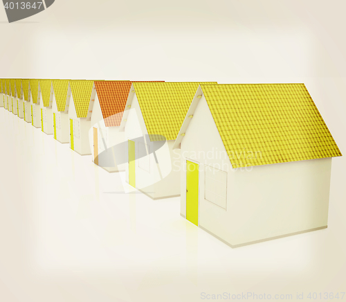 Image of Houses. 3D illustration. Vintage style.