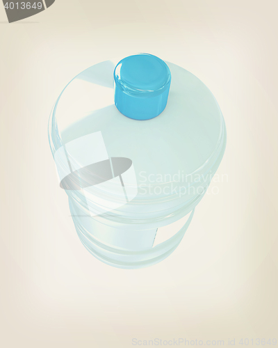 Image of Bottle with clean blue water . 3D illustration. Vintage style.