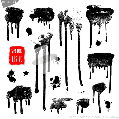 Image of Ink drops. Grunge paint. Design element set.