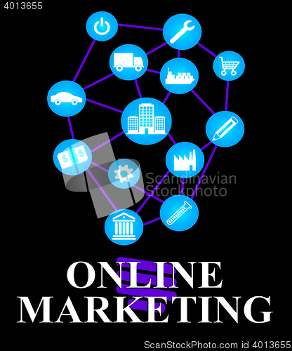 Image of Online Marketing Icons Show Market Promotions Online