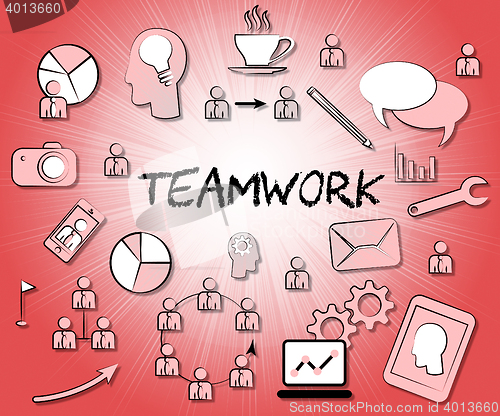 Image of Teamwork Icons Means Teams Together And Organized