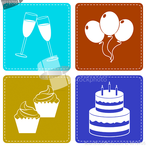 Image of Celebrate Icons Indicate Party Joy And Fun