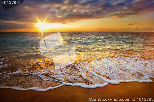 Image of Calm ocean during tropical sunrise