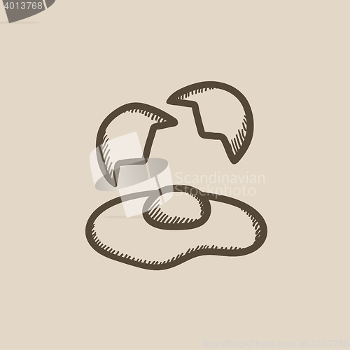 Image of Broken egg and shells sketch icon.