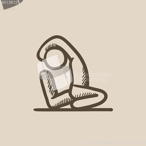 Image of Man practicing yoga sketch icon.