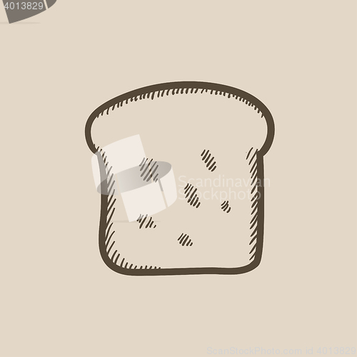 Image of Single slice of bread sketch icon.