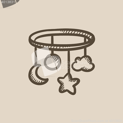 Image of Baby bed carousel sketch icon.