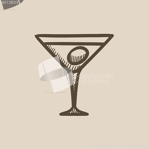 Image of Cocktail glass sketch icon.