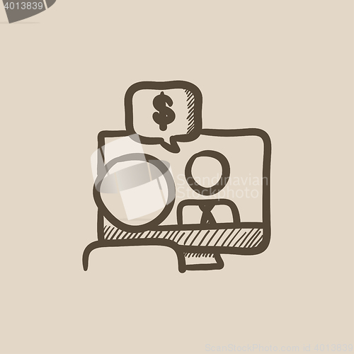 Image of Business video negotiations sketch icon.