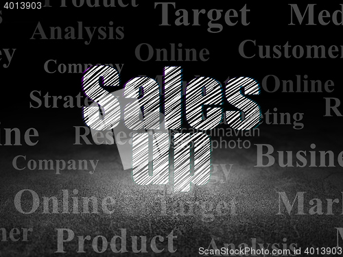 Image of Marketing concept: Sales Up in grunge dark room
